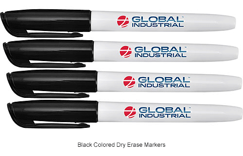 Global Industrial&#8482; Dry Erase Marker, Fine Tip - Black - Pack of 12