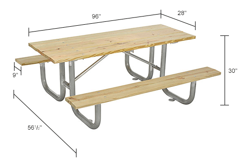 Global Industrial™ 8 ft. Wood Picnic Table | 695713 - GLOBALindustrial.com