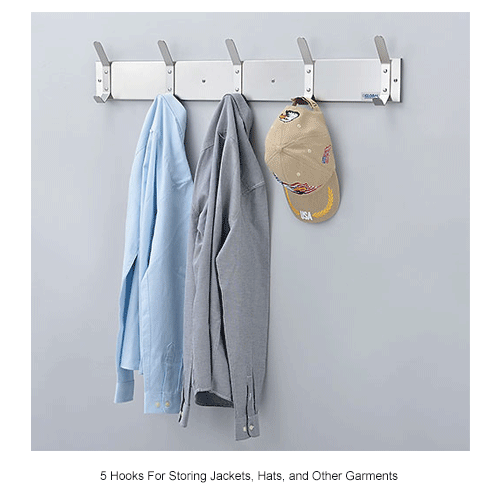 Interion® 36"W Coat Rack with 5 Hook Silver