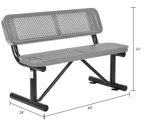 Global Industrial™ 4 ft. Outdoor Steel Bench with Backrest - Perforated ...