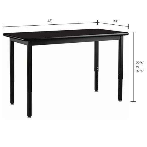 Black table with dimensions