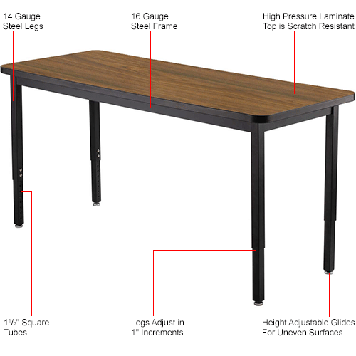 Interion® Utility Table - 72 x 24 - Walnut