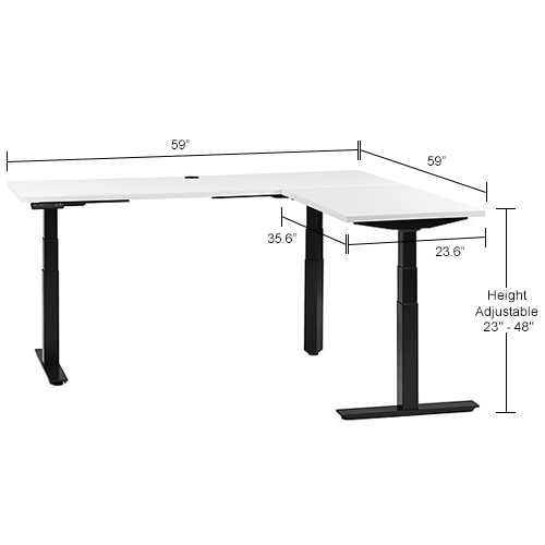 Interion® LShaped Electric Height Adjustable Desk, 60"W x 24"D, White
