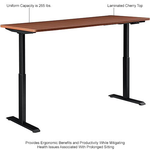 Interion Electric Height Adjustable Desk 60 W X 30 D Cherry Black Base 695780ch Globalindustrial Com Electric Height Adjustable Desk 60 W X, Height Adjustable Table Benefits