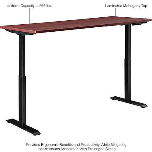Interion® Electric Height Adjustable Desk, 60"W x 30"D, Mahogany W