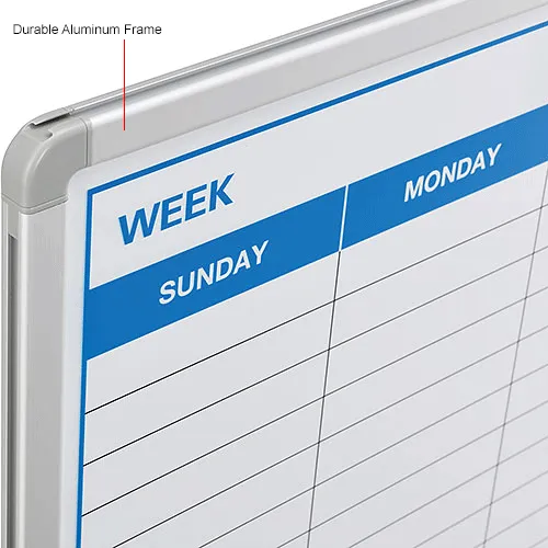 Global Industrial™ Weekly Calendar Whiteboard, Steel Surface, 48"W x 36"H