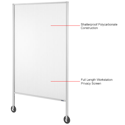 Interion&#174; Rolling Privacy Screen For Partition Panels, 38"W x 58"H, Frosted