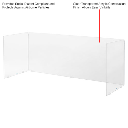 Interion® TriFold Acrylic Desk Shield, 58"W x 20"D x 24"H, Clear