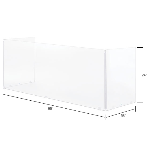 Interion® TriFold Acrylic Desk Shield, 58"W x 20"D x 24"H, Clear