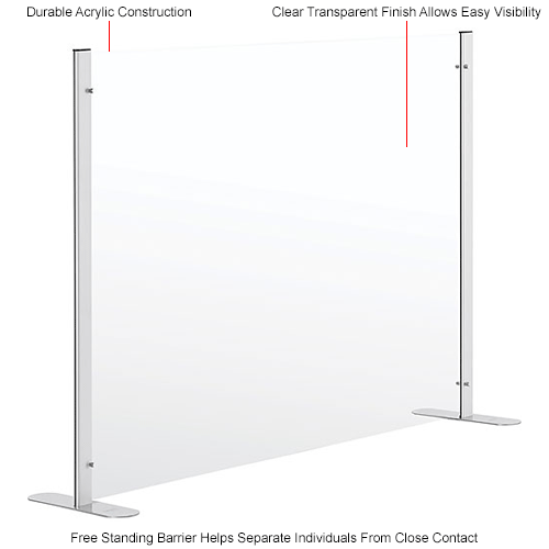 Interion® Freestanding Clear Desk Divider, 30"W x 24"H