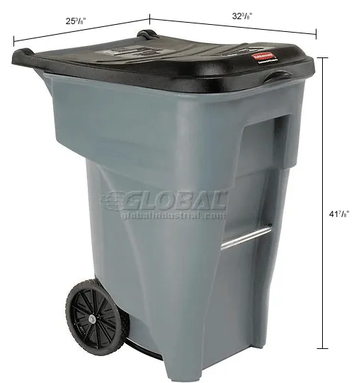 Brute 95 Gallon Rollout Trash and Recycling Bin With Lid - Blue