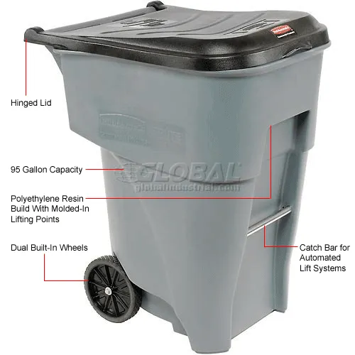 Rubbermaid® Brute® Roll Out Container - 95 Gallon, Gray