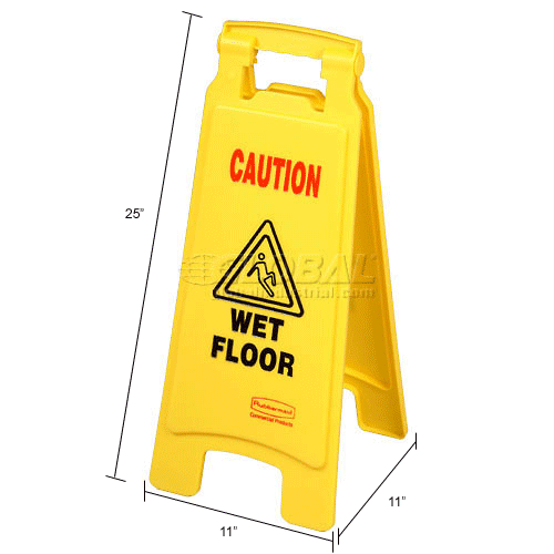 Rubbermaid® 611277 Floor Sign 2 Sided Caution Wet Floor 705597