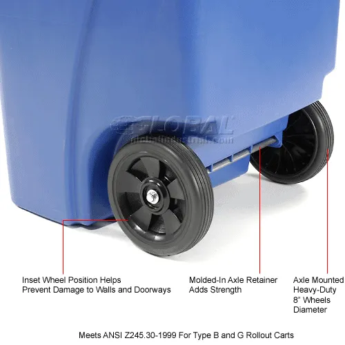 Rubbermaid Brute Recycling Rollout Container with Lid, 50 Gallon, Blue