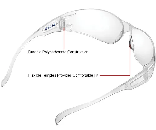 Global Industrial™ Frameless Safety Glasses, Scratch Resistant, Clear Lens  - Pkg Qty 12