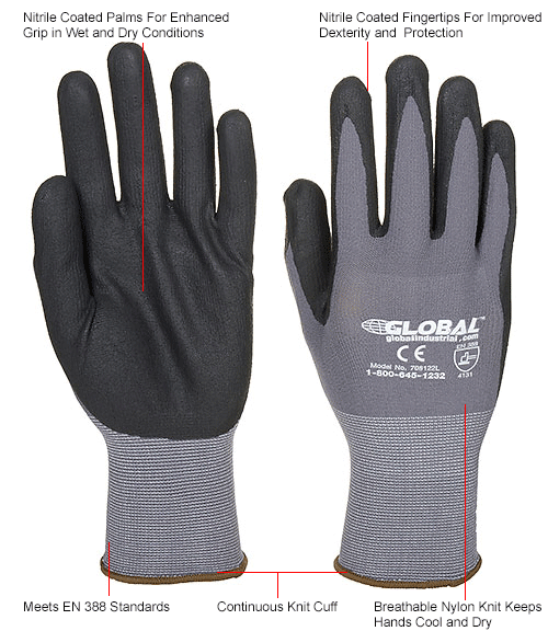 Steiner 1662-M Work Gloves 12-Pack Heavyweight Blue Nitrile Palm Coated Interlock Lined Medium 