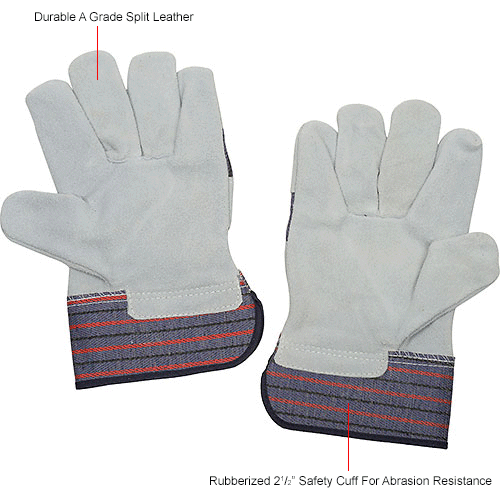 Leather Palm Safety Gloves with 2-1/2in Safety Cuff, Large, 1 Pair
																			