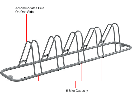 Global Industrial Bicycle Parking Rack, Adjustable, 5-Bike Capacity, Single Sided Version
																			