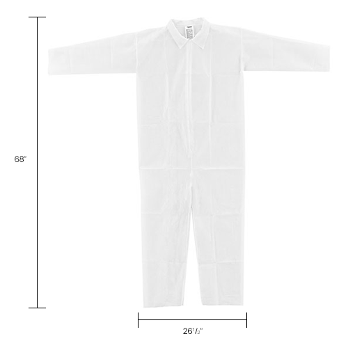 Disposable Polypropylene Coverall, Elastic Wrists/Ankles, White, X-Large, 25/Case