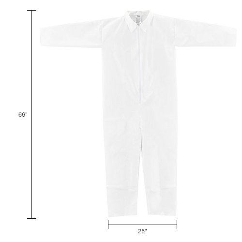 Microporous Coverall, Open Wrists/Ankles, White, Large, 25/Case