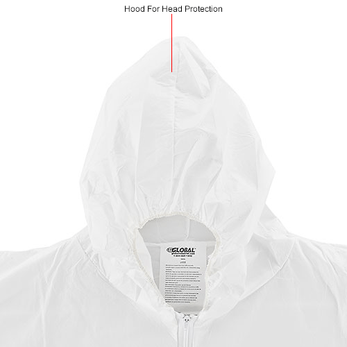 Microporous Coverall, Elastic Wrists/Ankles & Hood, White, Large, 25/Case