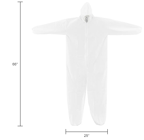 Microporous Coverall, Elastic Wrists/Ankles & Hood, White, Large, 25/Case