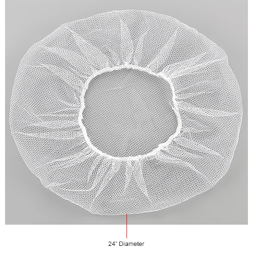 Nylon Hairnet, 24", Honeycomb, White, 100/Bag