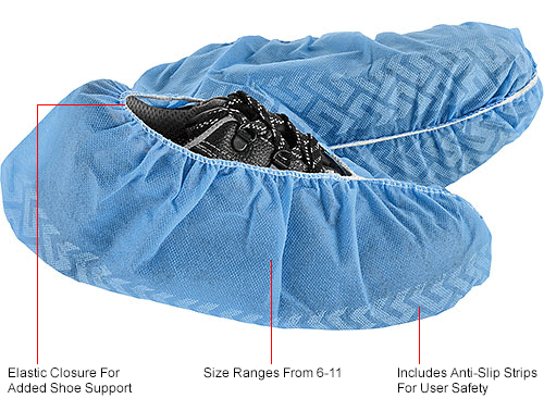 Standard Shoe Covers, Size 6-11, Blue, 150 Pairs/Case