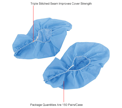 Standard Shoe Covers, Size 6-11, Blue, 150 Pairs/Case