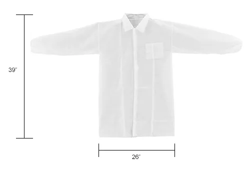 Global Industrial™ Disposable Polypropylene Lab Coat, Elastic Wrists, Snap  Closure, LG, 25/Case