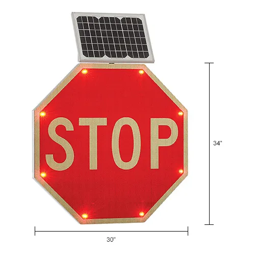 Global Industrial™ 30 Solar Flashing LED Stop Sign, Octagon