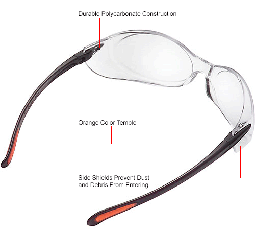 Global Industrial&#153; Frameless Safety Glasses, Side Shields, Anti-Fog, Clear Lens, Black Frame