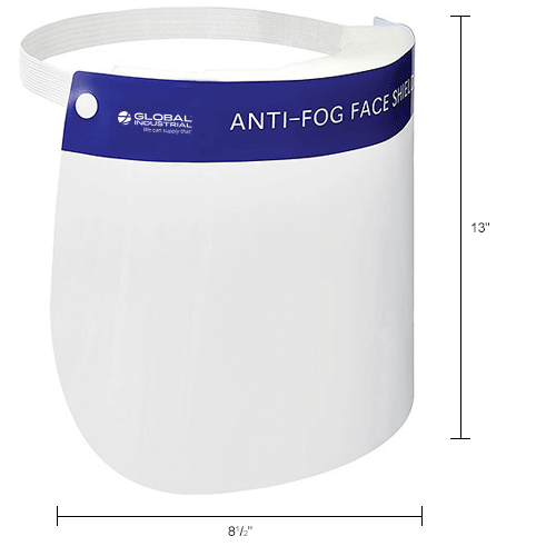 Full Face Shield -13" x 8-1/2", Anti-Fog, 80/Box