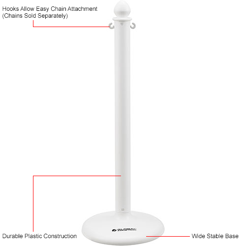 Global Industrial&#153; Plastic Stanchion Post, 41"H, White