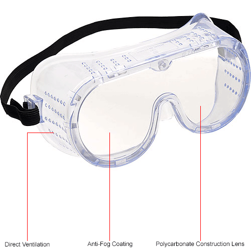Global Industrial&#8482; Safety Goggle, Direct Vent, Anti-Fog