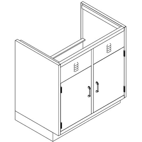 Lab Base Cabinet 35"W x 22-1/2"D x 31-3/4"H, Louvered Panels W/2 Cupboard Doors, Champagne