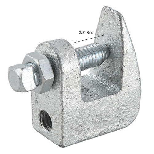 Global Industrial 3/8" Rod Size Beam Clamp, ElectroGalvanized Steel