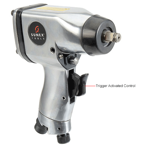 Sunex® Tools SX821A, Pistol Grip Impact Wrench, 3/8" Drive, 60 ft. lbs, 4 CFM, 1/2" Inlet
																			