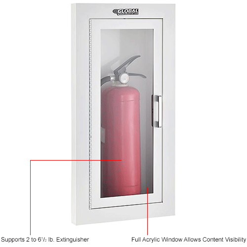 Fire-Extinguisher-Cabinet,-Semi-Recessed,-Acrylic-Window,-Fits-2---6.5lb.-Extinguisher