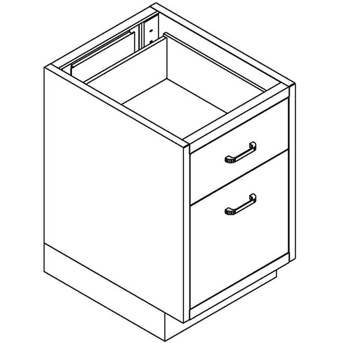 Lab Base Desk Height Cabinet 18"W x 22-1/2"D x 24-1/2"H, 1 Drawer, 1 Filing Drawer, Champagne