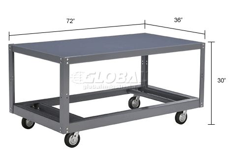 Global Industrial™ Portable Steel Table W1 Shelf 1200 Lb Capacity 72l X 36w X 30h 3256