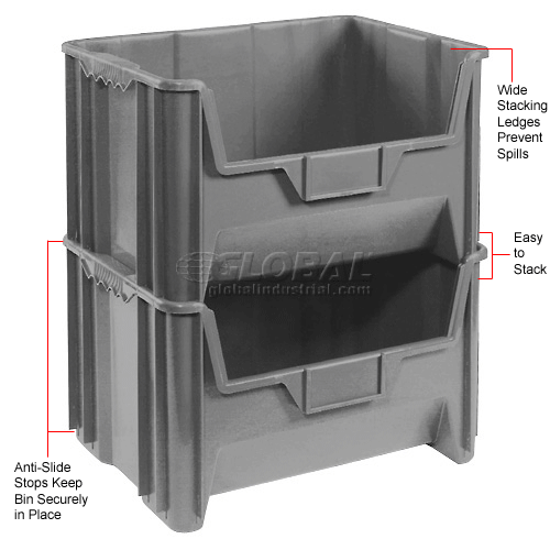 Global Industrial™ Plastic Hopper Bin, 197/8"W x 151/4"D x 127/16"H