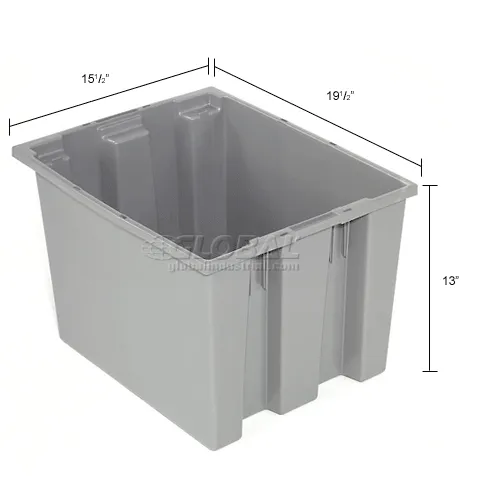 Global Industrial Stack and Nest Storage Container SNT195 No Lid - Package of 6