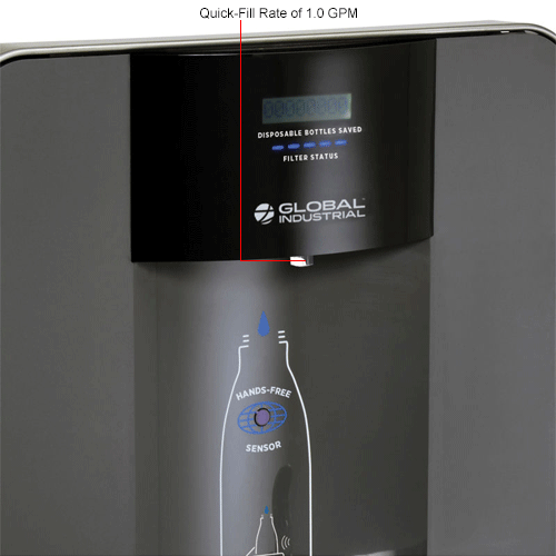 Global Industrial™ Refrigerated Water Bottle Refilling Station, Filtered, Graphite/Stainless
																			