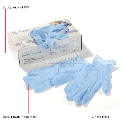 Industrial Grade Disposable Nitrile Gloves, PowderFree, Medium, Blue