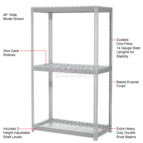 Global Industrial™ Expandable Starter Rack 48x24x84 3 Level Wire Deck ...