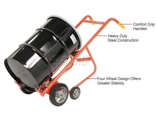 Wesco® 4-Wheel Dispensing Drum Truck 240005 for 30 & 55 Gal Steel Drums