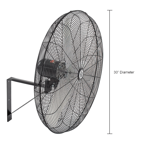 TPI CACU30W,30 Inch Wall Mount Fan Non Oscillating 1/4 HP 4200 CFM 1 PH