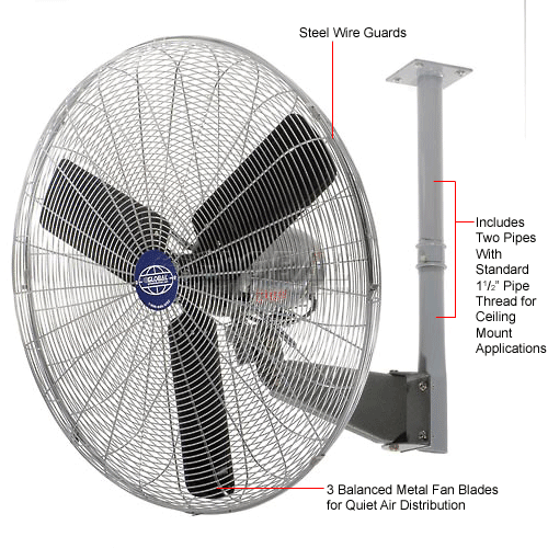 Global Industrial™ 24" Oscillating Industrial Ceiling Mount Fan, 3