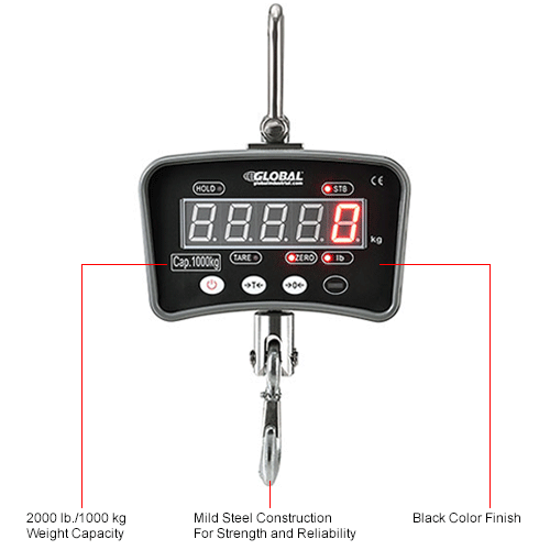 Weighing Capacity PEC New Digital Crane Scale Heavy-Duty Industrial Hanging Scale 22000 lb Commercial Scales with Large LED Display 